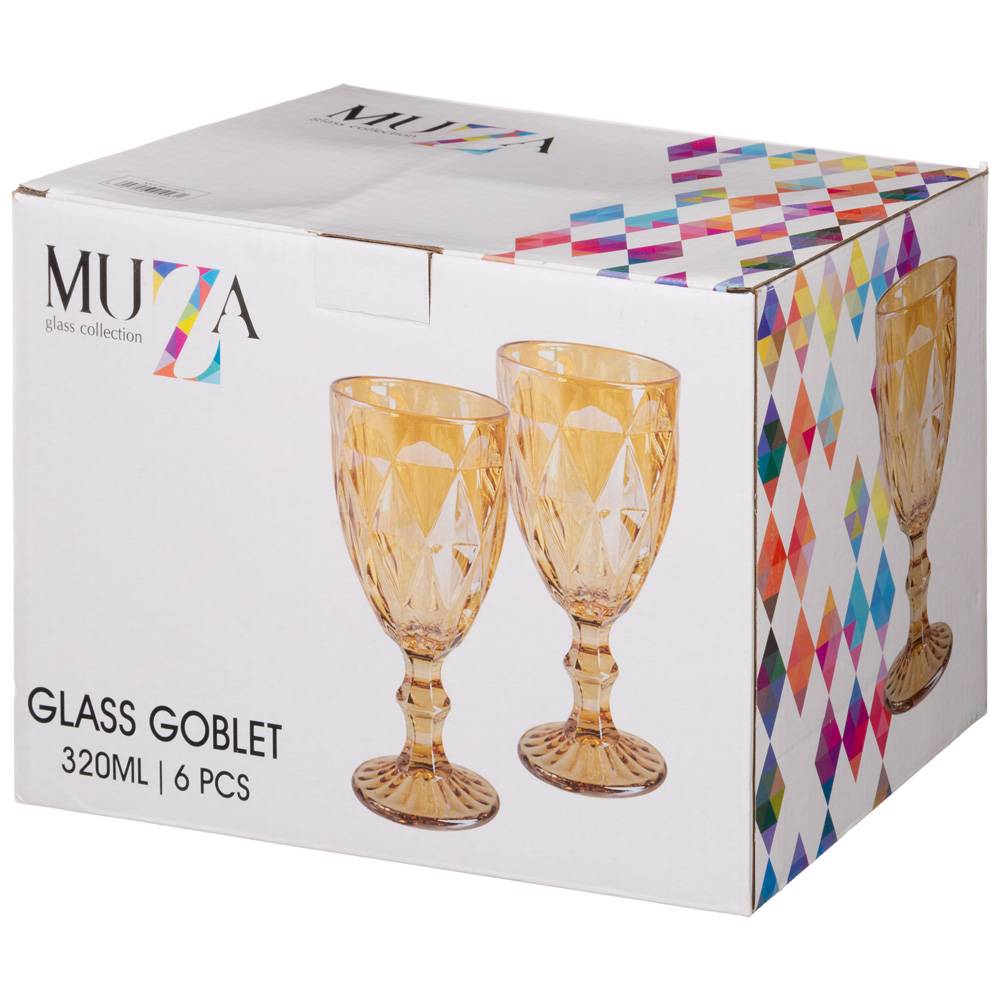 НАБОР БОКАЛОВ ДЛЯ ВИНА, РОМБО, 6ШТ. 320МЛ. / В=17 СМ., КОР=8НАБ.