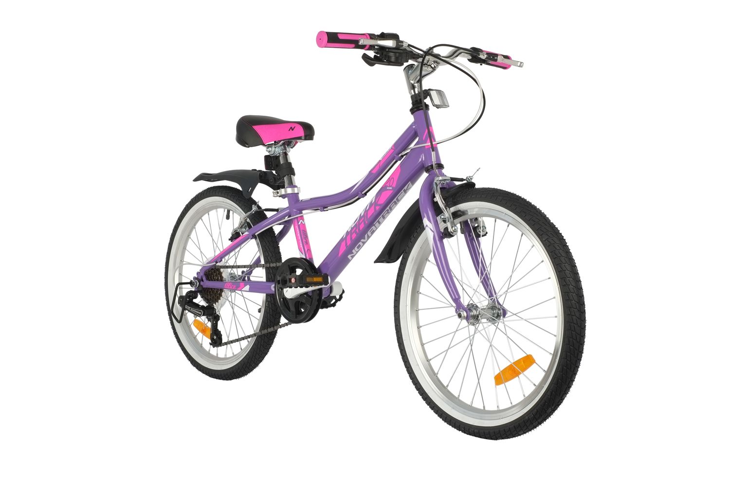 Велосипед NOVATRACK 20, ALICE фиолетовый,   стальная рама, 6 скор., Shimano TY21/Microshift TS38, V-