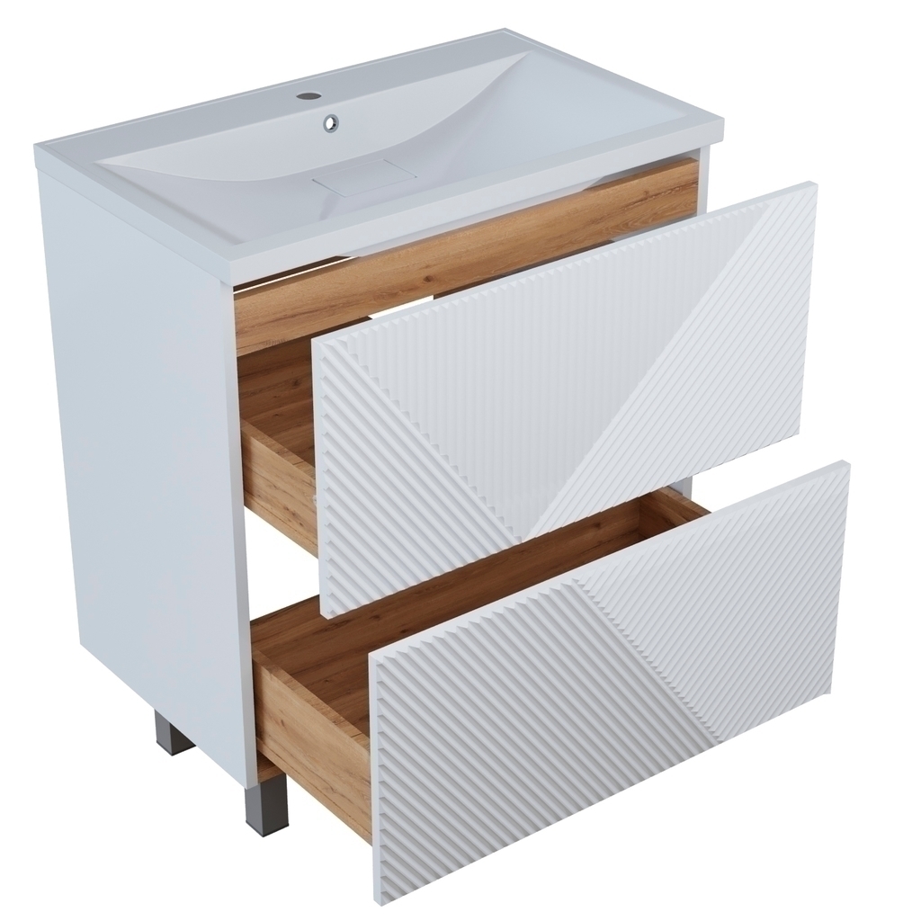 Тумба д/ванной, ВЕКТОР-75,  ОТДЕЛЬНО ПРИОБРЕТАЕТСЯ РАКОВИНА, push-to-open, под раковину Нелли-75, MIXLINE, ПВХ, раковина в комплект не входит