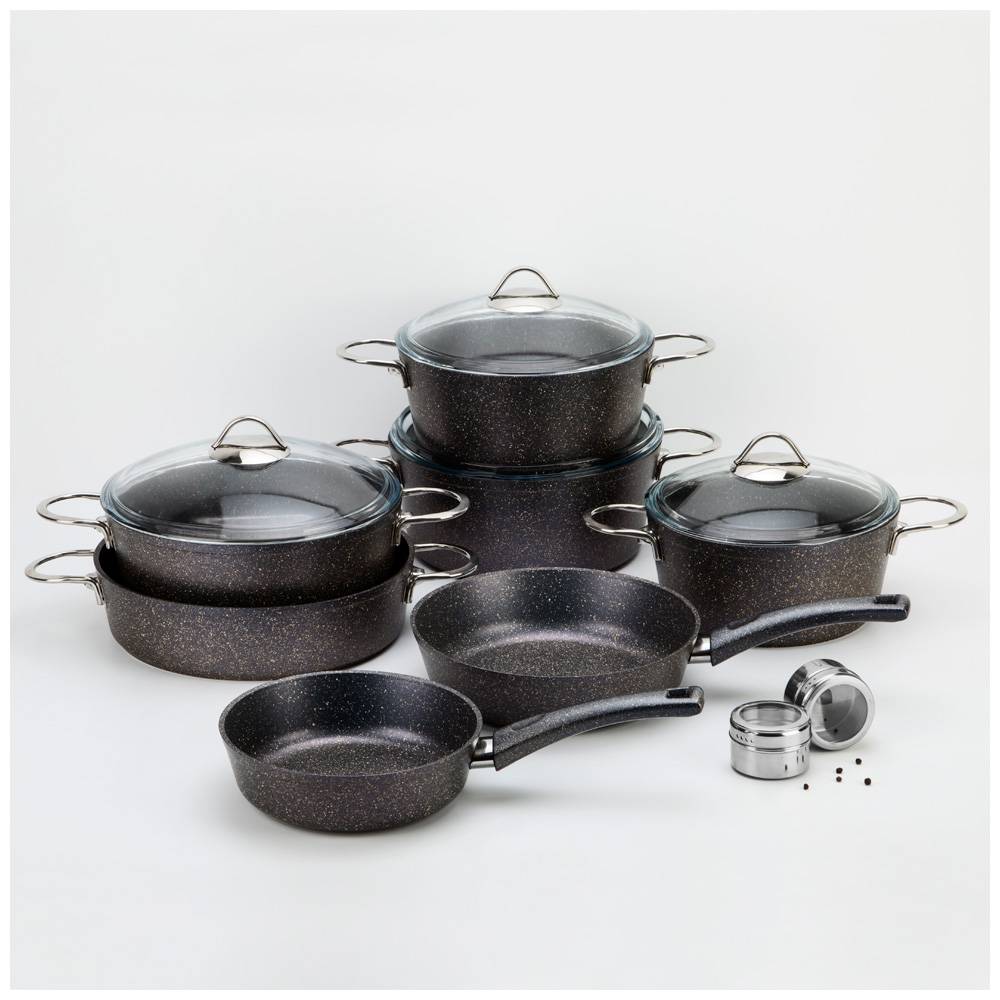 СКОВОРОДА AGNESS ГЛУБОКАЯ С АНТИПРИГАРНЫМ "МРАМОРНЫМ" ПОКРЫТИЕМ, СЕРИЯ GRANITE, 28Х6,6СМ