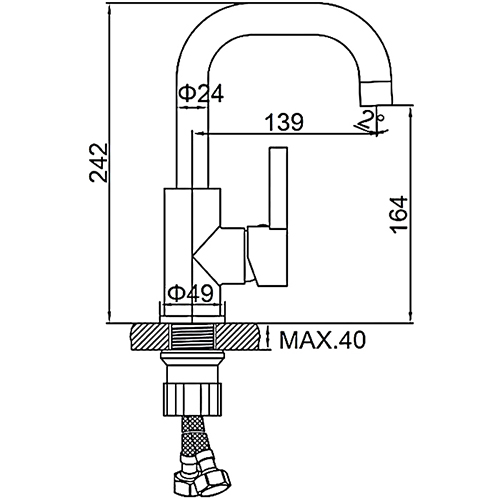 Смеситель для раковины LEDEME L1099W, с гайкой, картридж 35мм однорычажный, короткий излив, белый, 1/10