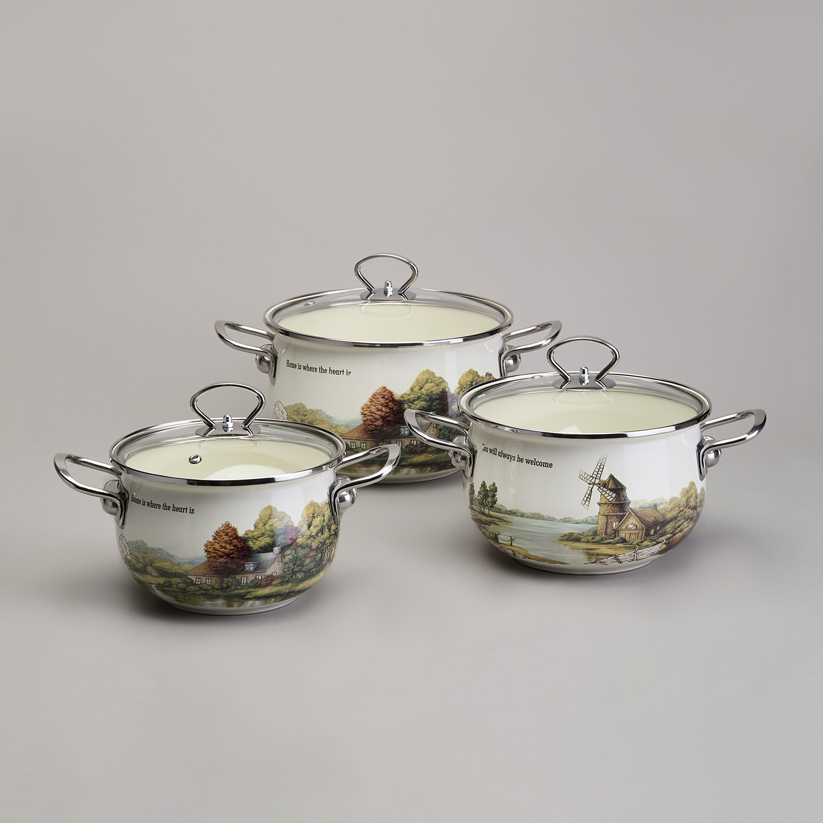 НАБОР КАСТРЮЛЬ ЭМАЛИРОВАННЫЙ, СЕРИЯ, FAMILY HOUSE, 6ПР. 2, 0/2, 8/3, 8Л ДИА.18/20/22СМ