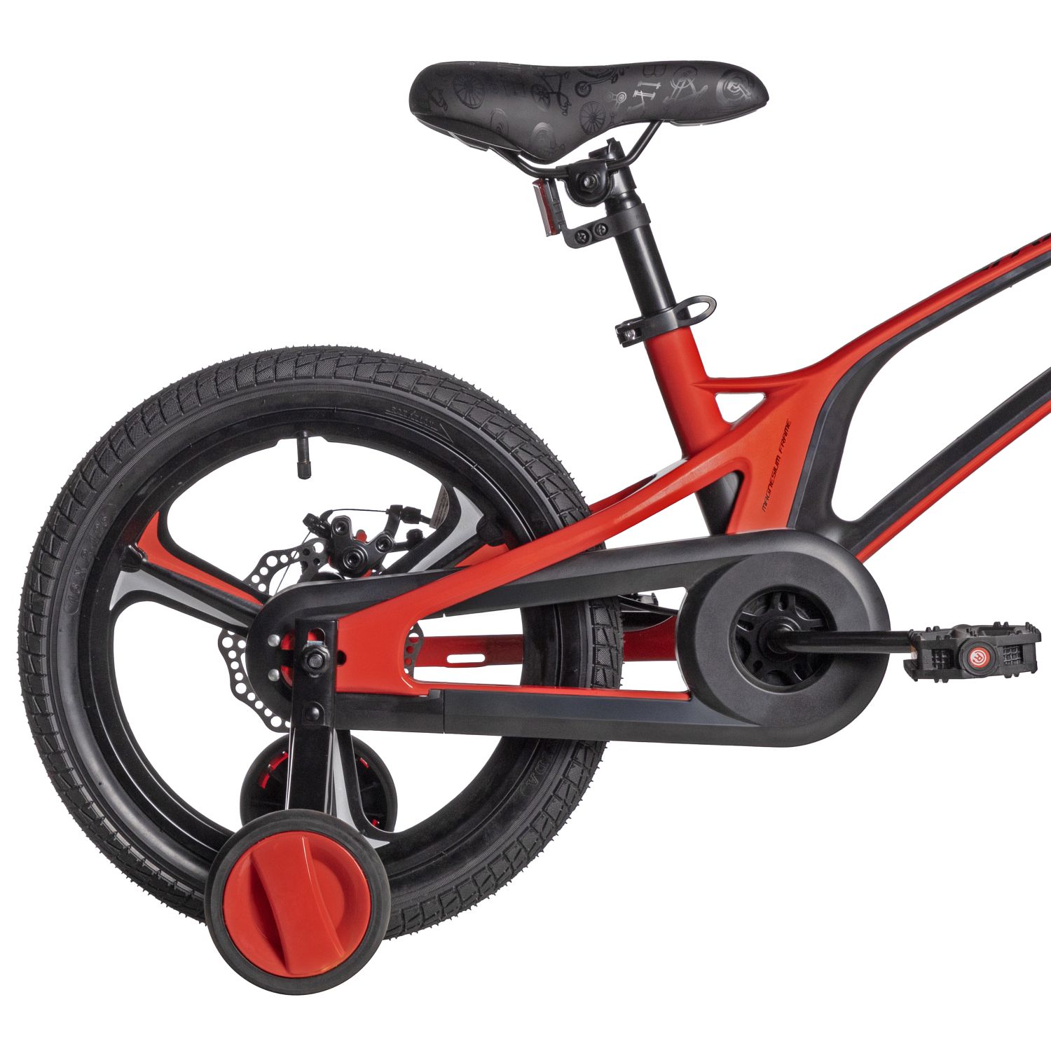 Велосипед NOVATRACK 16, FLIGHT PRO. Магний-алюм.рама, красный, полная защ.цепи, Дисковый тормоз, маг