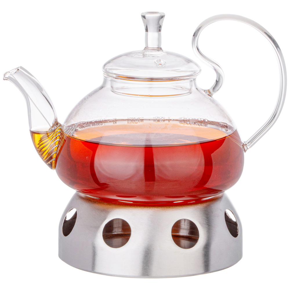 ЧАЙНИК ЗАВАРОЧНЫЙ AGNESS С ФИЛЬТРОМ ИЗ НЖС И ПОДСТАВКОЙ ДЛЯ ПОДОГРЕВА 800 МЛ, КОР=18 НАБОР.