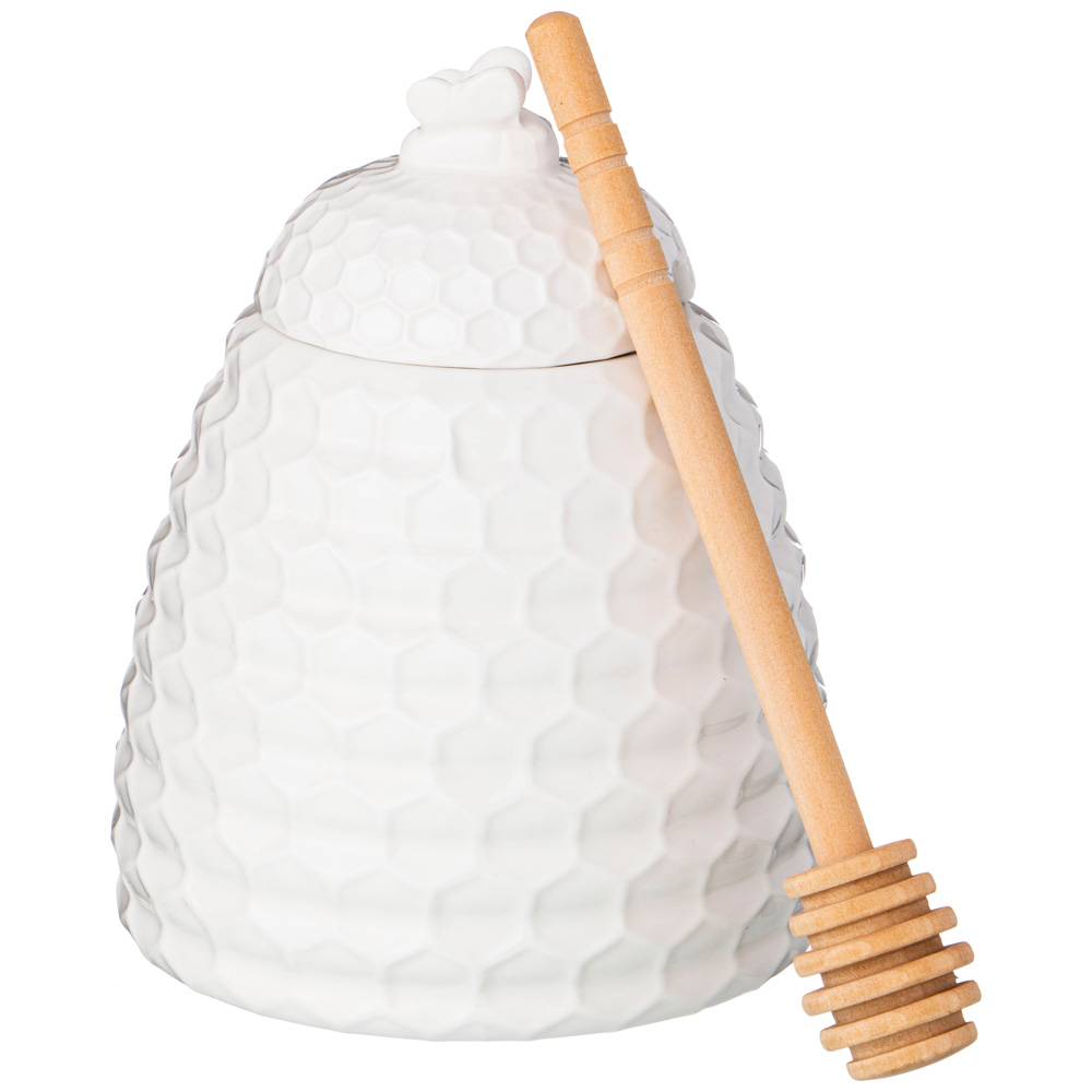 БАНКА ДЛЯ МЕДА LEFARD С ДЕРЕВ. ЛОЖКОЙ 400 МЛ, КОР=24ШТ.