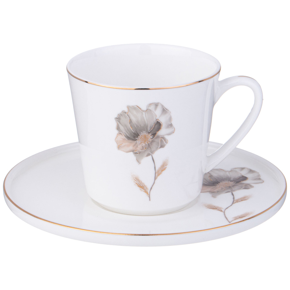 КОФЕЙНЫЙ НАБОР LEFARD, INSPIRATION, ЗОЛОТОЙ ЦВЕТОК НА 2 ПЕР. 4 ПР. 220 МЛ, КОР=12НАБ.