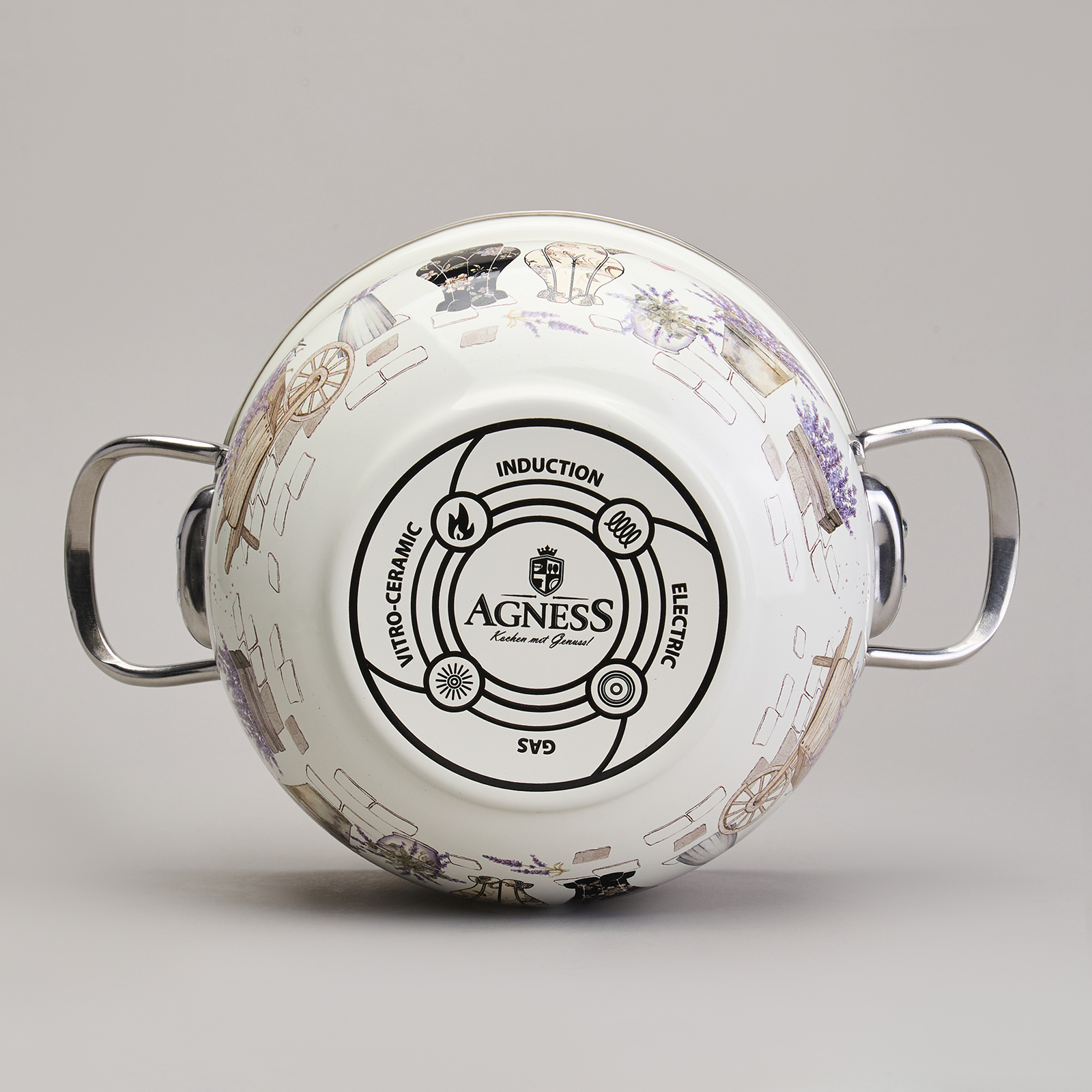 НАБОР КАСТРЮЛЬ ЭМАЛИРОВАННЫЙ, СЕРИЯ, LAVANDER CATS, 4ПР. 2, 0/2, 8Л ДИА.18/20СМ