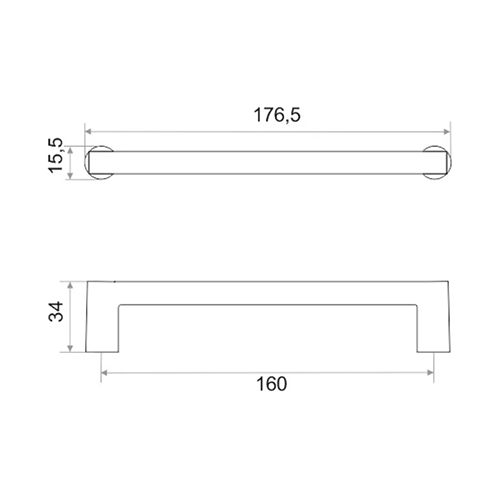 Ручка скоба мебельная Trodos 22435 160мм алюминий, шампань хром матовый, 10/