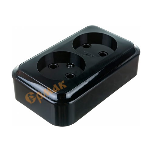 Розетка ОП 2-местн BYLECTRICA, РА16-260, ЧЕРНАЯ, 1/14/56