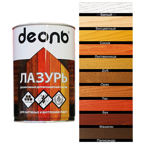 Пропитка деревозащитн. состав Лазурь, ДЕОЛЬ, махагон 0,75л, 6/6