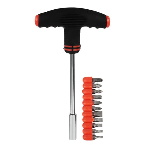 Отвертка Т-образная с набором бит, 12 предметов ЕРМАК, 1/40