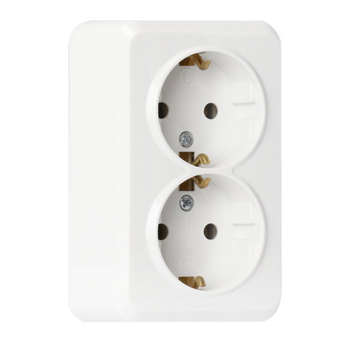 Розетка 2-местная 16А с заземлением белая Юпитер Smartbuy, SBE-03w-16-S2-Z, 1/200