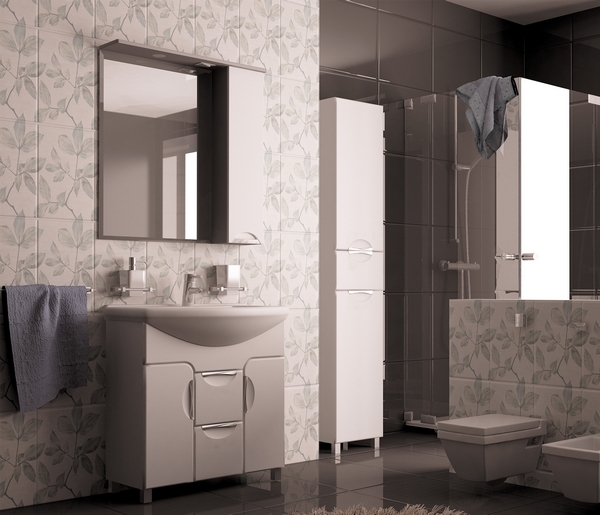 Зеркальный шкаф, КАССИОПЕЯ, левый с подсветкой, ПВХ