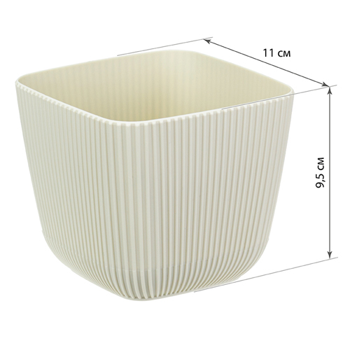 Кашпо 0.65 л IDEA ПИКАНТО М 3208, 110х110 мм, белый ротанг