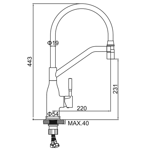 Смеситель для кухни LEDEME с силиконовым изливом и магнитным держателем, чёрный+хром L4798-2, 1/8