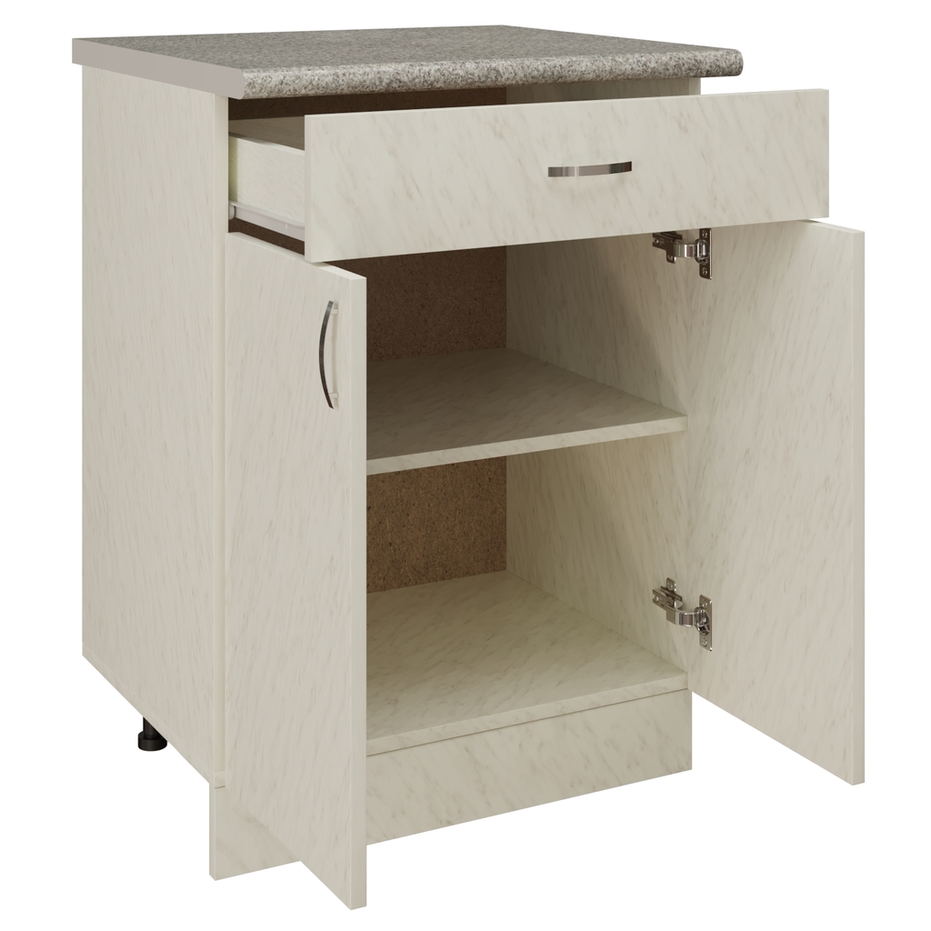 Стол разделочный 60 белый мрамор, 1 ящик