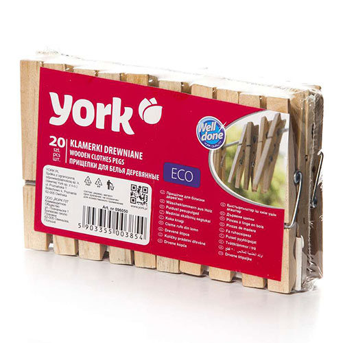 Прищепки Эко деревянные YORK 20шт, 1/30