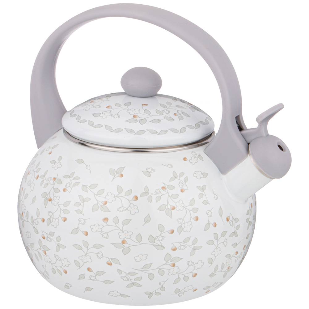 ЧАЙНИК AGNESS ЭМАЛИРОВАННЫЙ СО СВИСТКОМ, СЕРИЯ, ВИВЬЕН, 2, 2Л, ИНДУКЦИОННОЕ ДНО