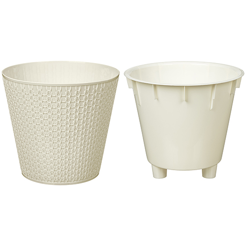 Горшок для цветов 4 л Homver Velvet 221602925/01, 200 мм, светло-бежевый