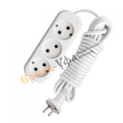 Удлинитель 3-местн 5 м без зазаемления Универсал E-203 ПВС 2х0,75 мм², 1/40