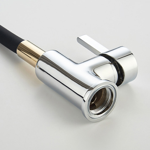 Смеситель для кухни LEDEME 4898-10 шар. черный золотой силиконовый излив, 1/10