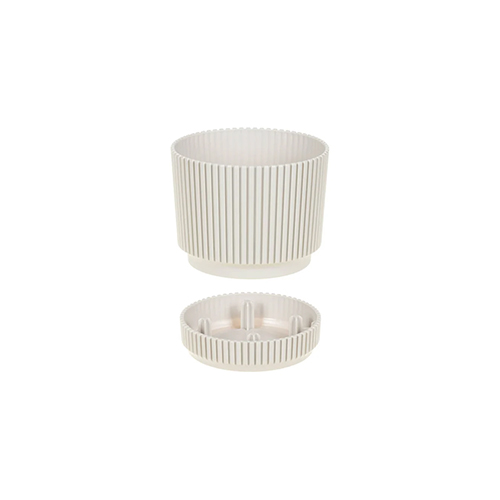 Горшок для цветов СТРИП d-140мм 1,3л с подставкой, кремовый, 1/12