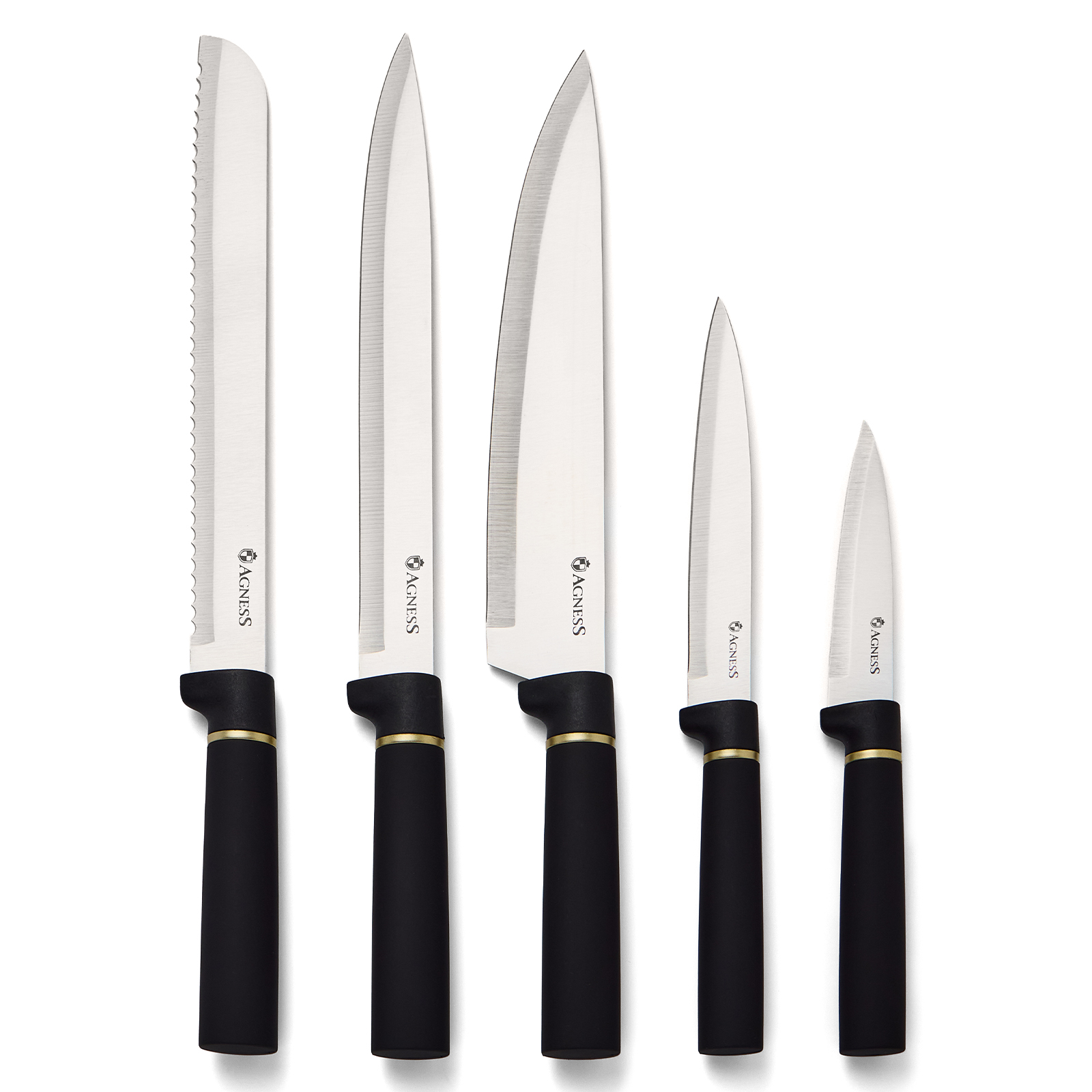 НАБОР AGNESS ИЗ 11ПР: 5 НОЖЕЙ,ПОДСТАВКА,ПОЛОВНИК,ЛОЖКА,ЛОПАТКА,ШУМОВКА,ЛОЖКА ДЛЯ СПАГЕТТИ