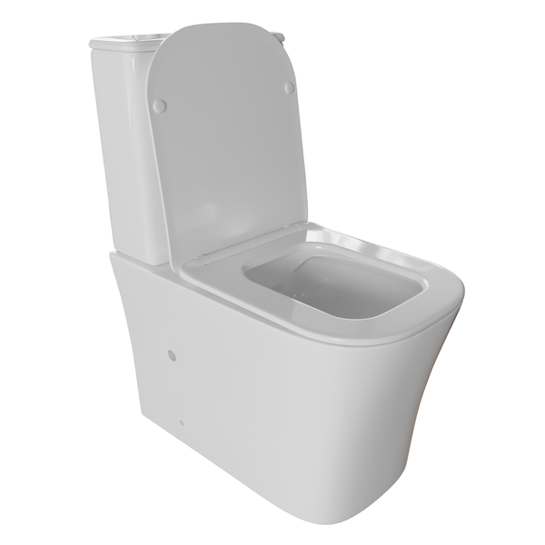 Унитаз-компакт безободковый WAVE PROMO гориз, нижн, 2-кн.арм, сид. дюропл, м/л, быстр, БЕЛЫЙ глянец