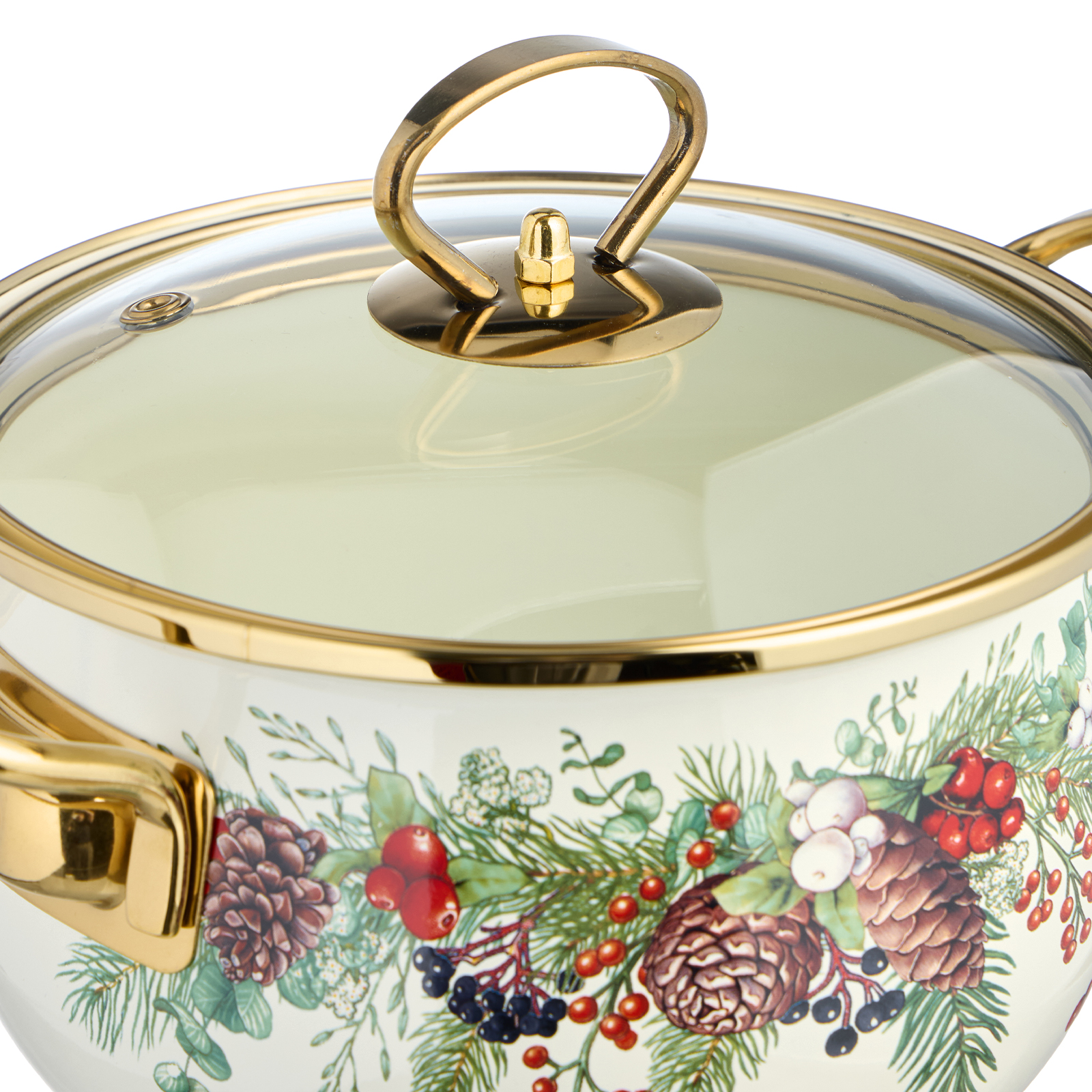 КАСТРЮЛЯ ЭМАЛИРОВАННАЯ AGNESS СО СТЕКЛЯННОЙ КРЫШКОЙ СЕРИЯ, CELEBRATION,  2.0 Л, 18*11 СМ