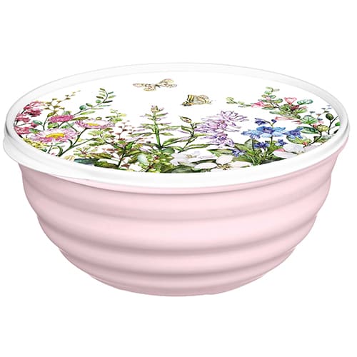 Миска с крышкой 2.1 л Homver Latina 223111790/00, с декором Цветущий луг микс