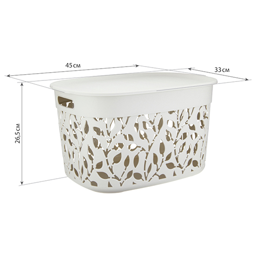 Коробка с крышкой 25 л IDEA ФЛОРА М 2364, белый ротанг