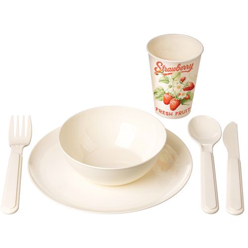 Набор для пикника 37 предметов на 6 персон с декором Фруктовый сад, светло-бежевый