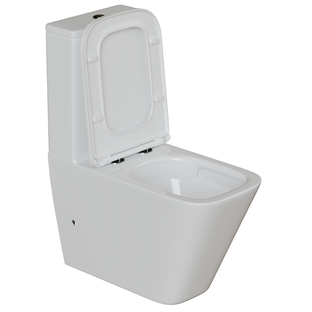 Унитаз-компакт безободковый WAVE SQUARE Tornado1.0, гор,ниж,2-кн.арм,сид.дюро,м/л,быстр,БЕЛЫЙ глянец