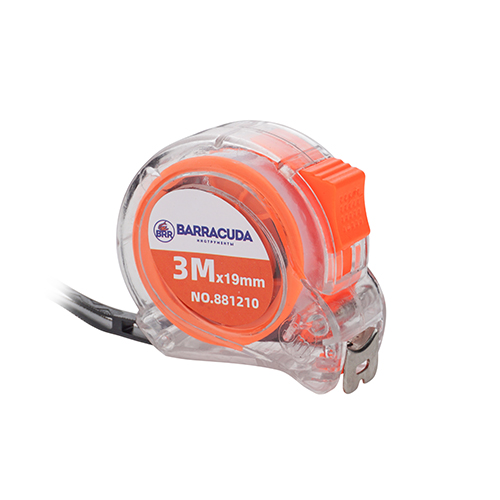 Рулетка 3м MT 19мм, 1 фиксатор, ударопрочный прозрачный корпус Барракуда, 1/12/240