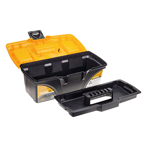 Ящик для инструмента 13 ТИТАН 13, с секциями, черный с желтым, 1/12