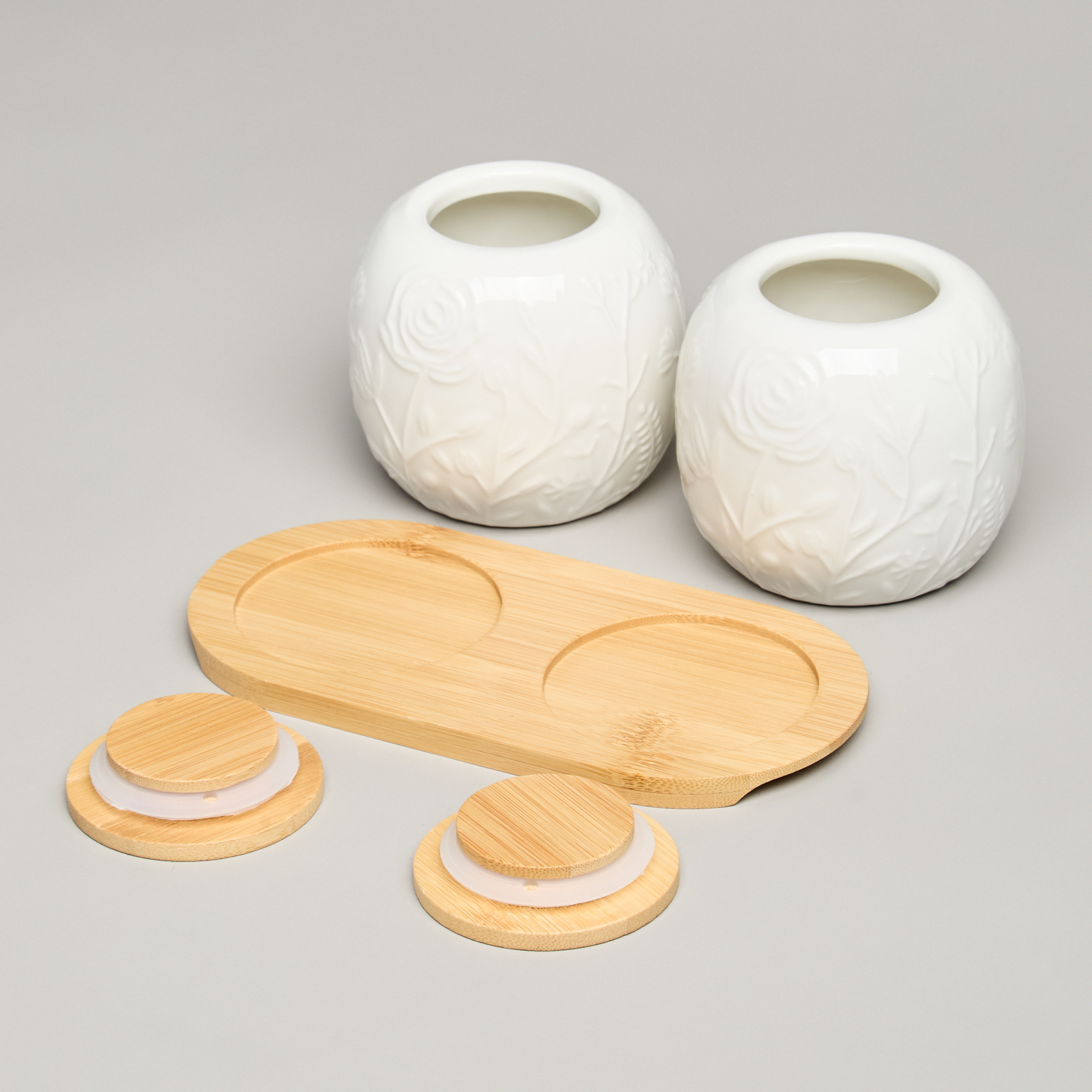 НАБОР БАНОК LEFARD, MEADOW, С ДЕР.КРЫШКОЙ НА ДЕР. ПОДСТАВКЕ 2 ШТ. 19, 5*9, 5 СМ 400 МЛ