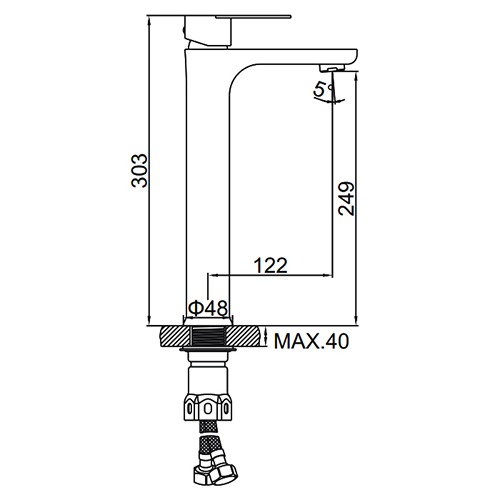 Смеситель для раковины LEDEME из нерж. стали высокий с гайкой, черный L71118B, 1/10