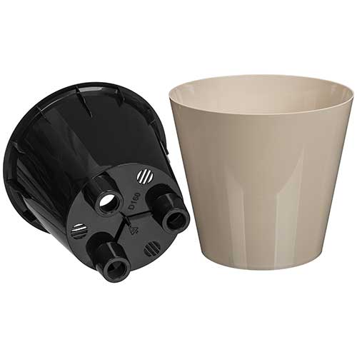 Горшок для цветов 1.6 л Homver Rosemary 221605427/01,160 мм, с дренажной вставкой, бежевый