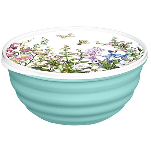 Миска с крышкой 3.2 л Homver Latina 223111890/00, с декором Цветущий луг микс