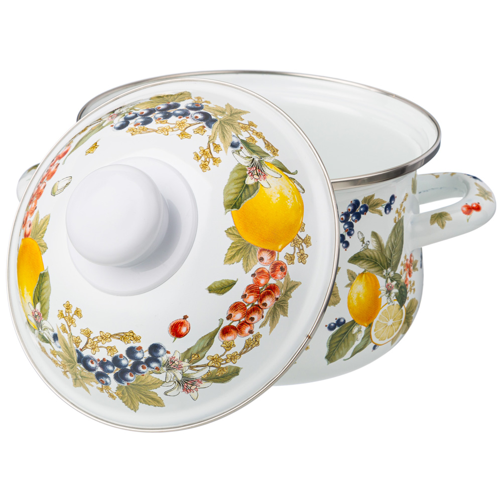 НАБОР КАСТРЮЛЬ AGNESS ЭМАЛИРОВАННЫХ СЕРИЯ, ФРУКТОВАЯ КОРЗИНА,  6ПР. 1, 5/2, 8/3, 6Л, 16Х10/20Х12/22Х13СМ