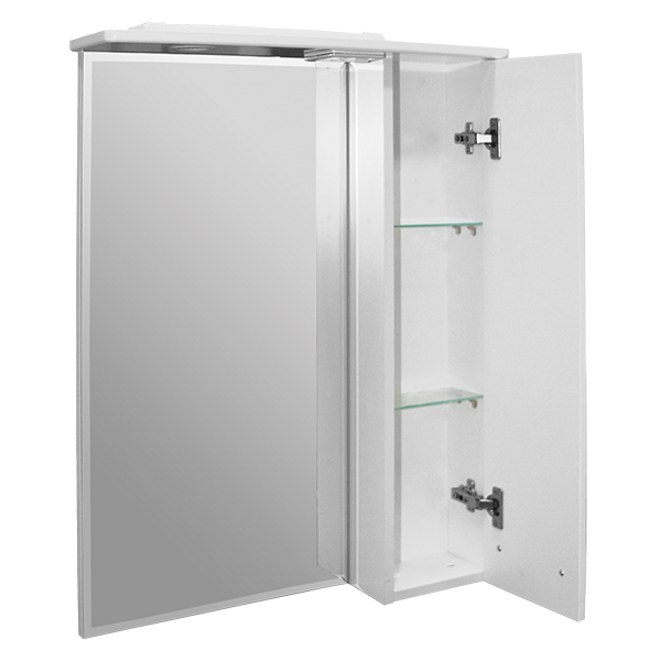 Зеркальный шкаф, Альфа-64, правый с подсветкой, высота 800, ПВХ