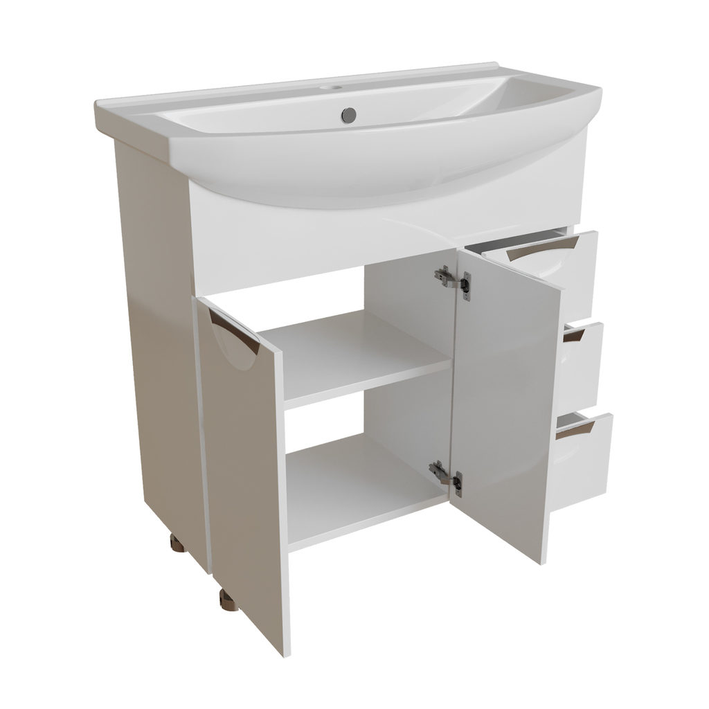 Тумба д/ванной, ЭТЬЕН-85,  ОТДЕЛЬНО ПРИОБРЕТАЕТСЯ РАКОВИНА под раковину Best-85, Sanita Luxe, ПВХ, раковина в комплект не входит