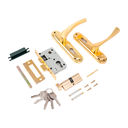 Замок врезной СТАНДАРТ 103/50 В GР латунь с/руч вертушка, 1/30