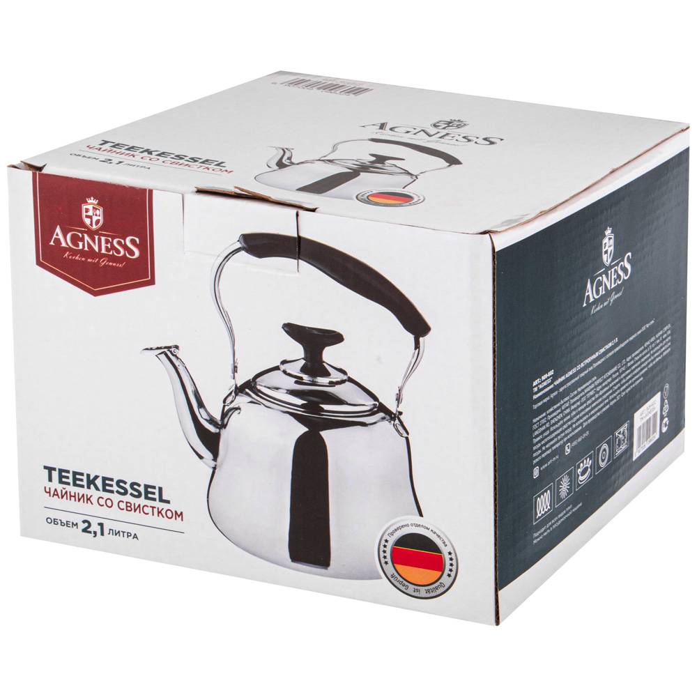 ЧАЙНИК AGNESS СО ВСТРОЕННЫМ СВИСТКОМ 2, 1 Л., КОР=12ШТ.