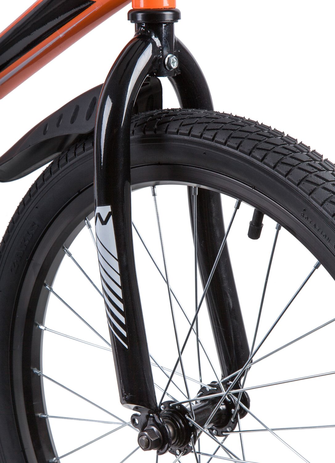 Велосипед NOVATRACK 20,  JUSTER, оранжевый, тормоз ножной, защита А-тип, пластиковые крылья