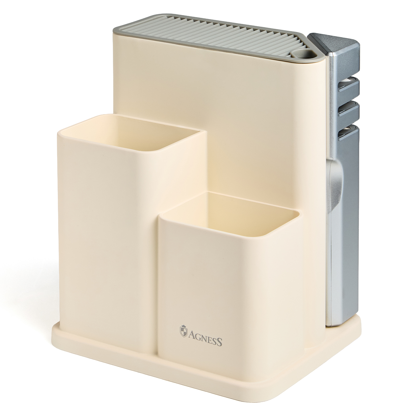 НАБОР AGNESS ИЗ 11ПР: 5 НОЖЕЙ,ПОЛОВНИК,ЛОПАТКА,ШУМОВКА,ПОДСТАВКА,НОЖЕТОЧКА,НОЖНИЦЫ, ЦВЕТ:БЕЛЫЙ/СЕРЫЙ