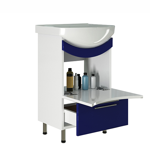 Тумба+Раковина РАДУГА-52 СИНЯЯ под раковину Альфана-52, ОК, 1/1