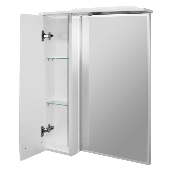 Зеркальный шкаф, Альфа-64, левый с подсветкой, высота 800, ПВХ