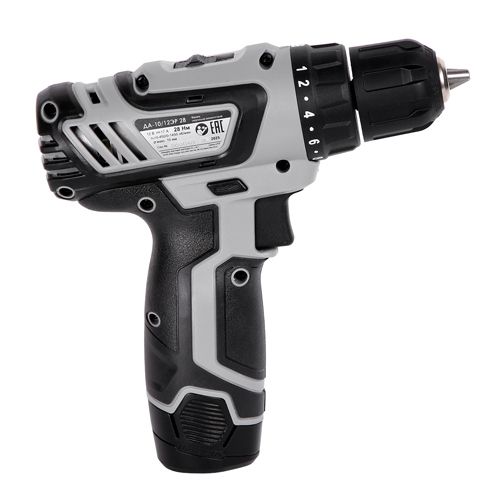 Дрель аккумуляторная ДА 10/12ЭР 28 (Li-ion, 2 акк, 2.0Ач, ЗУ, экокейс, Интерскол)