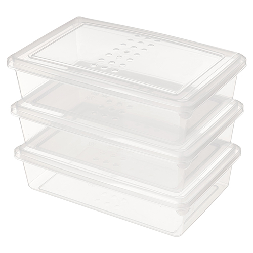 Комплект контейнеров для заморозки Homver Asti 221100801/00, прямоугольных 0.75 л х 3 шт, бесцветный